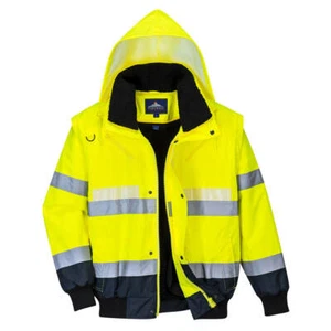 Glowtex 3 in 1 Hi Vis Bomber Jacket Yellow / Navy 2XL - Imagen 1 de 1
