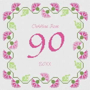 Cross Stitch Kit or Pattern - Florashell - Birthday Cornflower Pink - any age - Picture 1 of 1