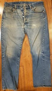 VINTAGE 1980'S LEVIS 501 BUTTON FLY JEANS 33 X 30 VERY WORN CONDITION!