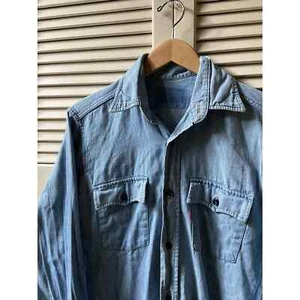 Camisa de mezclilla vintage años 80 Levi's Chambray con botones LS azul occidental para hombre talla S - Imagen 1 de 10