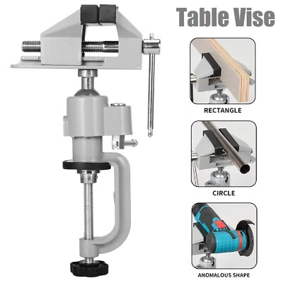 Table Top Vise Vice Swivel Clamp-On Jaws Work Bench Table Tilts Rotate 360° - Image 1 of 4