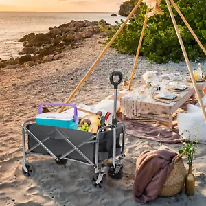29" Oxford Cloth Heavy Duty 220lbs Outdoor Camping Garden Folding Wagon Cart - Picture 1 of 48