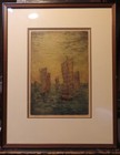 CHARLES W. BARTLETT,BOATS AT NANKING, RARE PROOF,HAND COLORED ETCHING WOOD BLOCK
