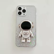 Hülle Für iPhone 13 12 Pro Max 11 XS X XR 7 8 Glitter Astronaut Stand Case Cover