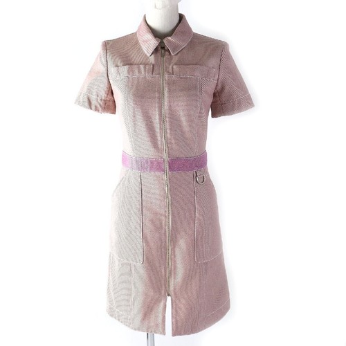 HERMÈS Abito HERMES 100% cotone manica corta zip pezzo unico rosa taglia 34 donna