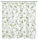 Nature Plant Leaf Flower Bird Green Shower Curtain Bathroom Art Accessories Set