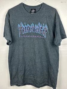 Thrasher Skateboard Magazine TShirt Men’s Size Small Gray Purple Blue Flames Tee - Picture 1 of 5