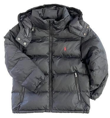 Polo Ralph Lauren Niños Chaqueta Invierno Plumón Con Capucha Niños Pequeños Talla 6 Negro Foto 1 de 3