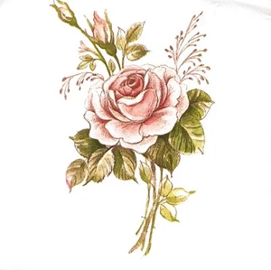 Q553# 3 servilletas de papel individuales para pañuelo artesanal decoupage rosa sobre blanco - Imagen 1 de 8