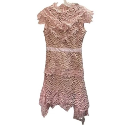 Nuevo con etiquetas Vestido Autorretrato Encaje Triángulo Dobladillo Talla Mediana Fiesta Boda Foto 1 de 4