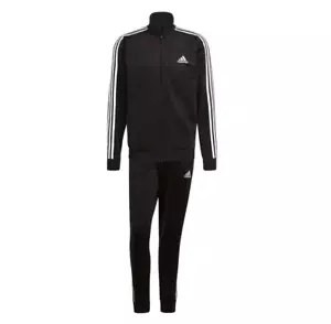 Adidas Mens Essentials 3 Stripes Black/White Tracksuit - Picture 1 of 8