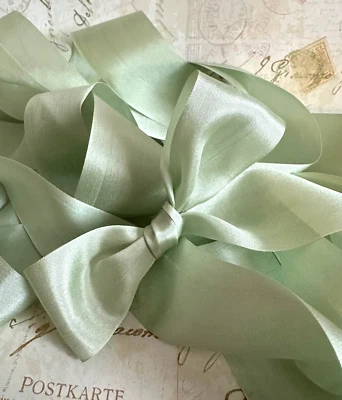 6 Yardas Cinta de Seda REAL 1.25" APIO / 100% SEDA, Diarios, Invitaciones VER VIDEO Foto 1 de 4