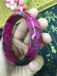 Hermoso Brazalete Flor Melocotón Jade Hetiano 100% Natural Tallado a Mano - Imagen 1 de 10