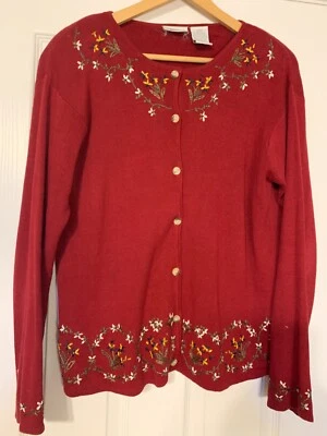 Cárdigan Vintage Capacity bordado mujer talla L. Ramie mezcla algodón suéter Foto 1 de 4