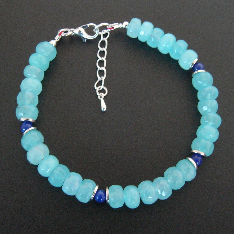 BAILYSBEADS behandelt Auqmarin & Saphir Armband Armkettechen neu 21cm - Bild 1 von 1