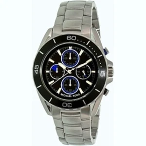 MICHAEL KORS Jetmaster Stainless Steel Black Blue Face Casual Wrist Watch NIB - Picture 1 of 7