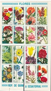 Equatorial Guinea; 1974 Flowers Set Of 16, CTO, Split From Original Sheetlet - Picture 1 of 1