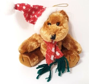 De colección Chrisha Playful Plus Navidad Oso Marrón 5" Adorno de Felpa con Sombrero Bufanda  - Imagen 1 de 4