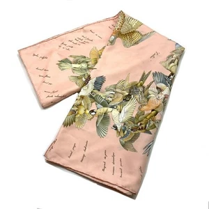 Hermes Carre 90 L'Intrus Pink Silk Scarf Women’s Bird Pattern Used - Picture 1 of 10