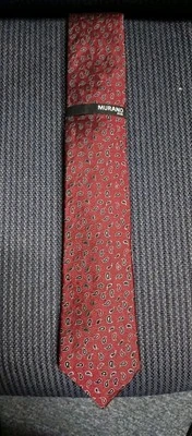 Murano Maroon With Black And Gray Paisley Print Tie - Image 1 of 4