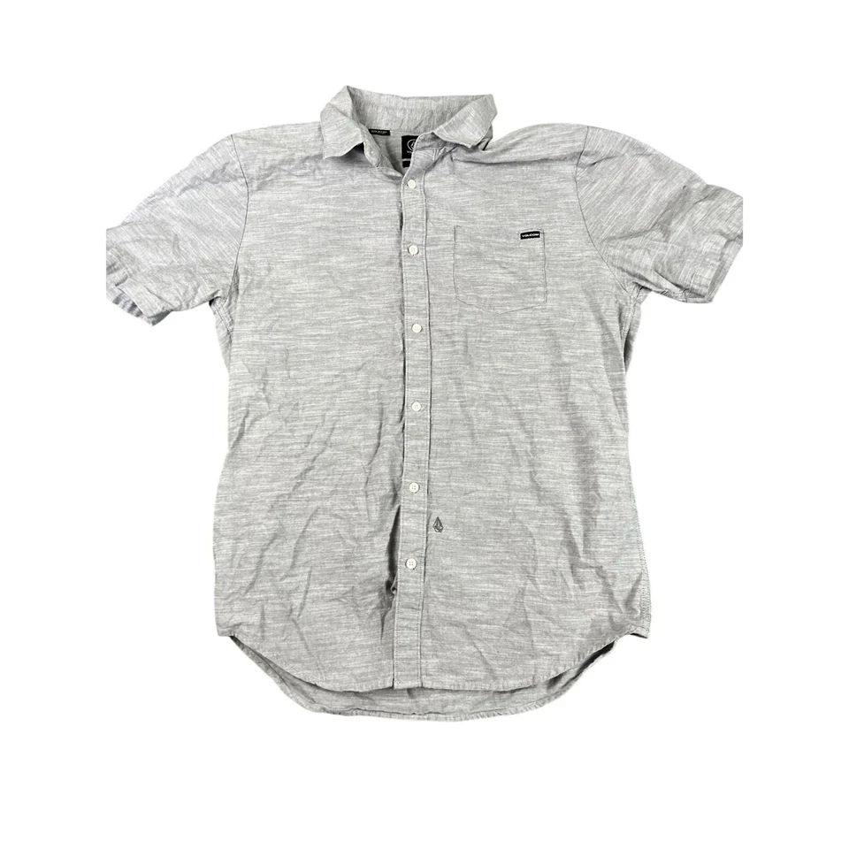 Volcom Men’s L Gray Short Sleeve Button Up Shirt Modern Fit Casual Excellent - Image 1 of 4