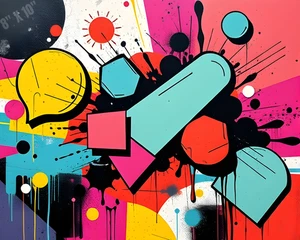 Graffiti-Style Abstract Shapes Pop Art 8X10 Print - Picture 1 of 1