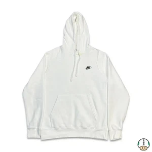 Nike Sportswear Hoodie Men Medium White Swoosh Fleece Pullover Hooded Sweatshirt - Picture 1 of 8
