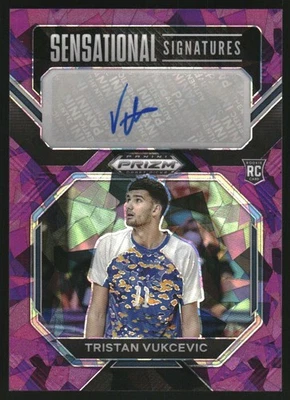 2023-24 Prizm Draft Sensational Signatures Purple Ice #12 Tristan Vukcevic /99 - Image 1 of 2
