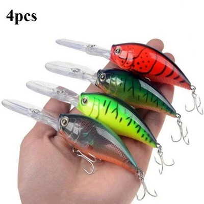 4 PIEZAS Señuelo de pesca de agua salada Buceo Crankbait Wobblers Trolling 20,3 g 4,9 pulgadas Cebo Foto 1 de 4