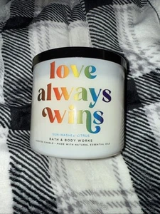 Bath and Body Works PRIDE Love Always Wins Sun Washed Citrus 3 Wick Candle NEW - Picture 1 of 2