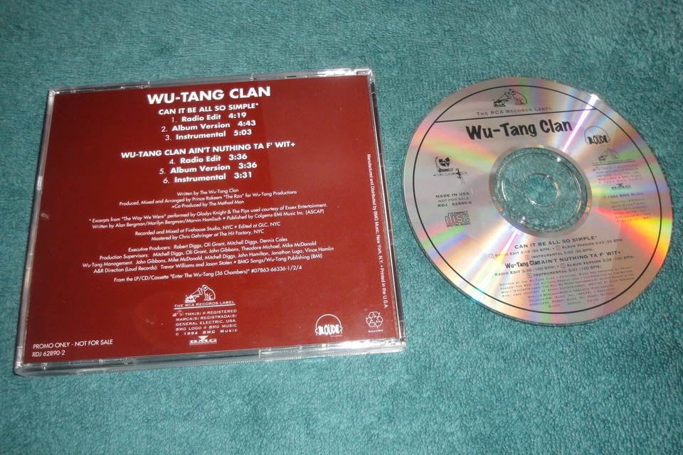 Wu-Tang Clan CAN IT BE ALL SO SIMPLE PROMO CD Single/Enter The/RZA/GZA/Ghostface Foto 1 de 1