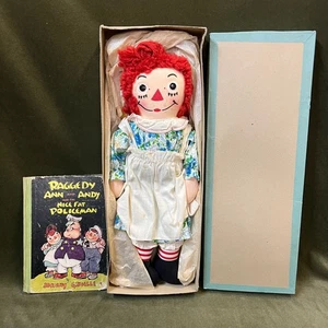 Selten 💥Vtg 1951 Johnny Gruelle's RAGGEDY ANN Puppe GEORGINE mit Box & Gruelle Buch - Bild 1 von 19