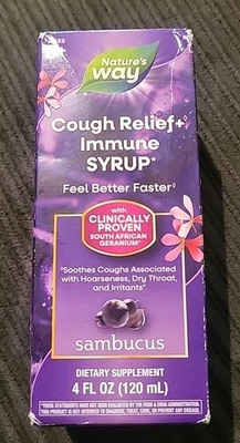Nature's Way Cough Relief + Immune Syrup Sambucus 4oz ~EXP: 7/26 - Image 1 of 4