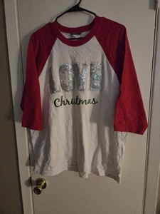 Claire Lynn Dallas Damen Love Christmas Baseball Trikot Shirt Größe XL  - Bild 1 von 5