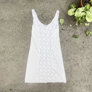 VINTAGE White Sheer Lace 60s Coquette Gown Slip Dress Grunge Courtney Love SZ S - Picture 1 of 9