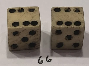 Authentische Bürgerkriegszeit Paar Knochen (Rinder) Würfel 7/16+" - Bild 1 von 4