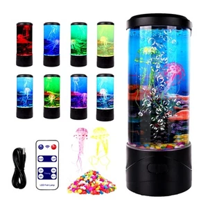 Bubble Jellyfish Lamp,8 Color Changing LED Jellyfish Night Light,Aquarium Tan... - Picture 1 of 9