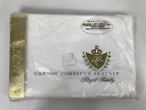 Vintage Cannon Royal Family Combspun Perkal King Spannbetttuch weiß Flex O Matic - Bild 1 von 3