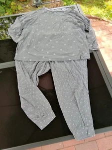 C&A sehr süßer Schlafanzug Pyjama Homewear Anzug grau weiß Punkte 2 XL 48/50 - Bild 1 von 5