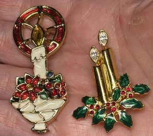 Brooch Christmas Beatrix Enamel Candle Monet Candle  - Picture 1 of 8