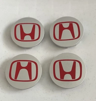 Set of 4 Honda Wheel Rim Center Caps Red/Silver Logo 69MM/2.75 new US - Изображение 1 из 4