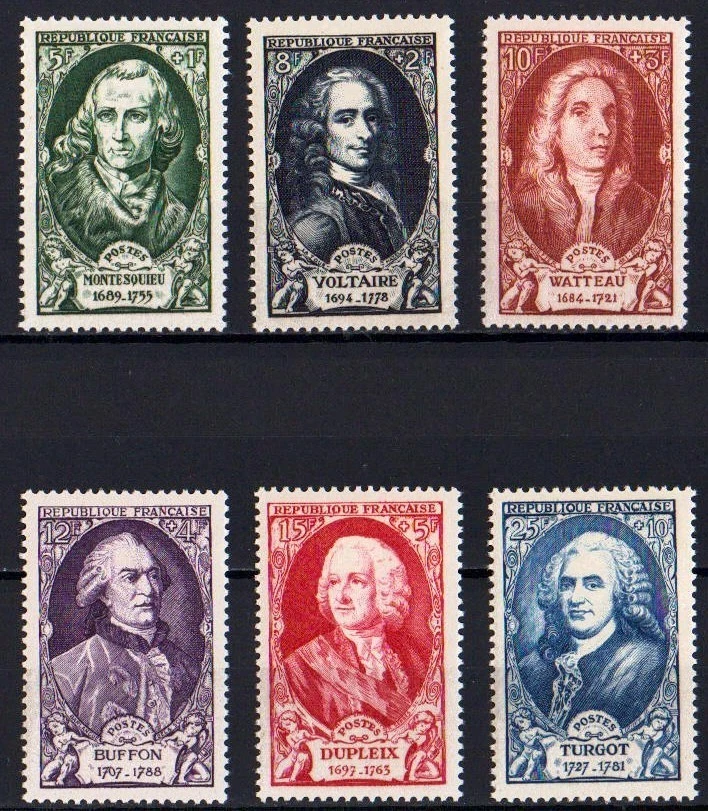 W0748 ФРАНЦИЯ 1949 известные французы как новые без наклеек и следов - Изображение 1 из 1