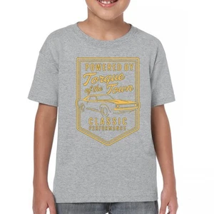 Torque of the Town Youth T-shirt Vintage Classic American Muscle Car V8 Kids - Picture 1 of 50