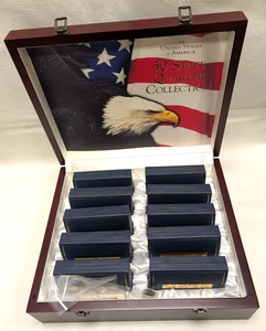 1999-2008 State Quarter Collection Commemorative 50 Coin Set Wood Box - RK612 - Picture 1 of 8