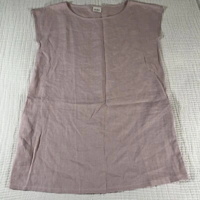 Linen Handmade Studio Dress Womens One Size Pink Lagenlook Boho Minimal Neutral - Image 1 of 4