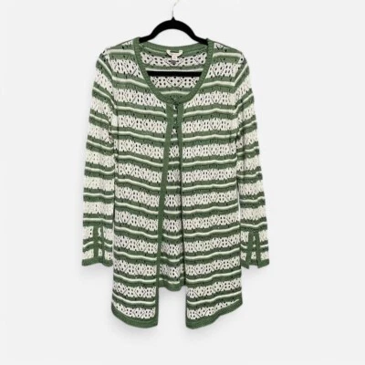 Cárdigan tejido a rayas verde y blanco Cato - Talla M Foto 1 de 3