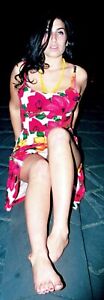 Amy Winehouse Miss Six Luxury Dress Blue Floral Deep Side Slit Size S