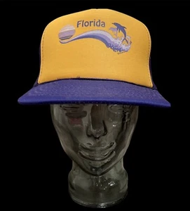 Vintage 80s Florida Tourist Souvenir Mesh Trucker Snapback Novelty Cap Hat OSFA - Picture 1 of 10