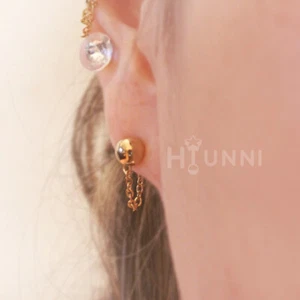 20g 6mm 4mm 3mm Kette Ohrstecker, Große Ohrstecker Kette Ohrring Edelstahl Gold - Bild 1 von 6