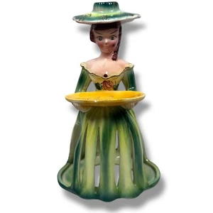 Vintage Kreiss Southern Belle Lady Figurine Napkin Toothpick Holder Green MCM - Picture 1 of 12